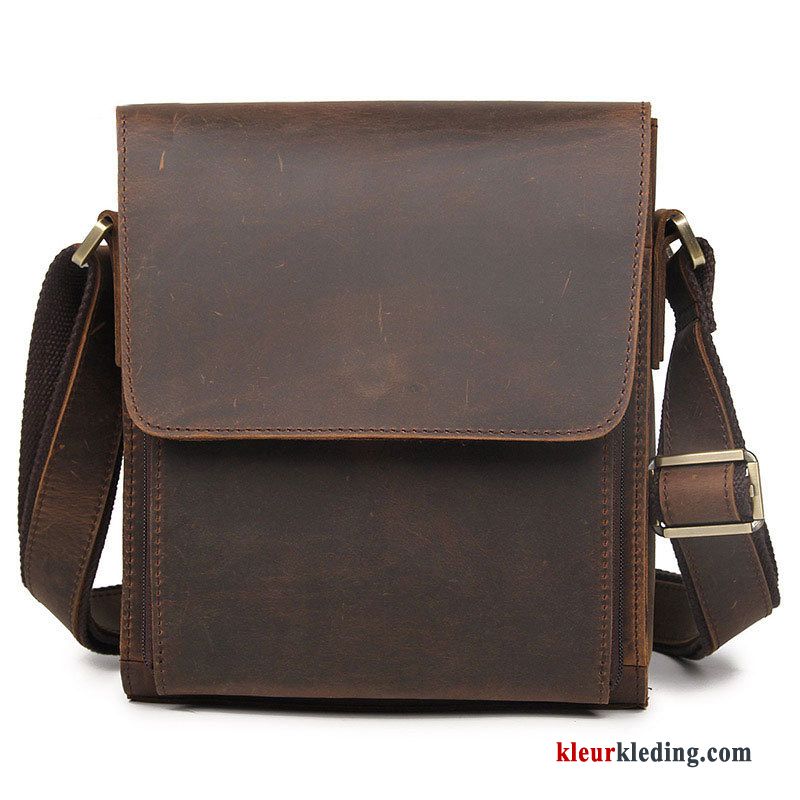 Schoudertas Leer Vintage Met De Hand Messenger Tas Diepe Heren Origineel Casual Bruine