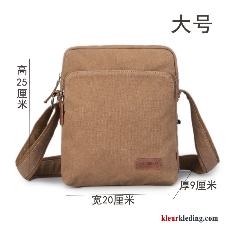 Schoudertas Mini Tas Groot Heren Messenger Tas Canvas Trend Casual Bruine