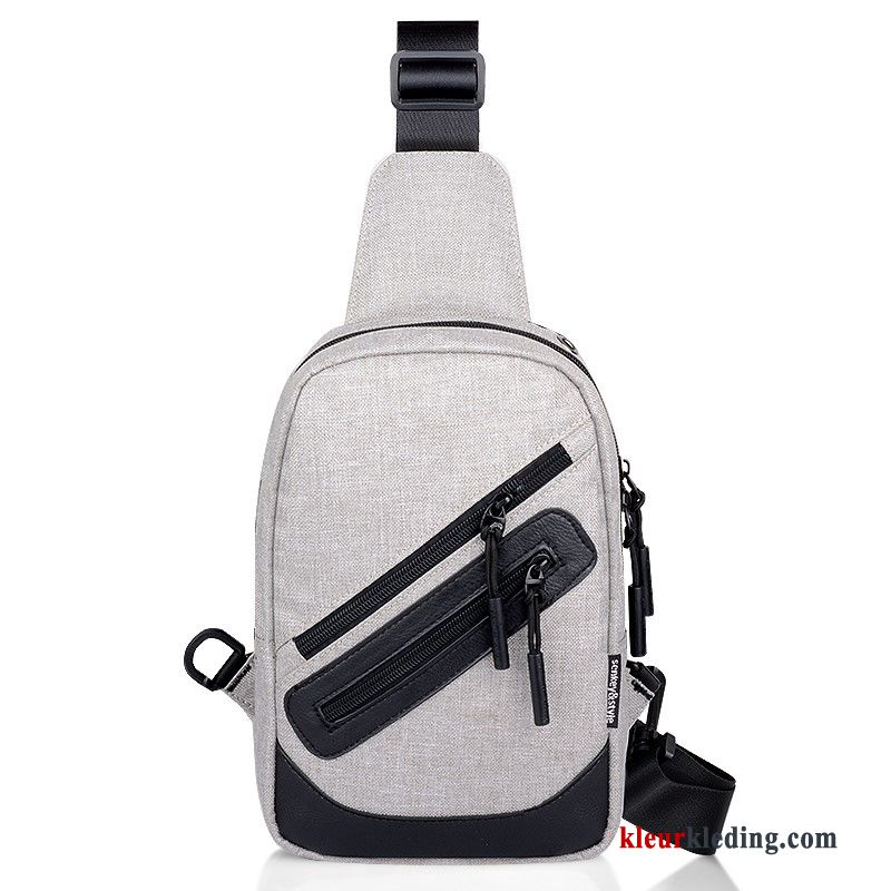 Schoudertas Portable Messenger Tas Nieuwe Grijs Canvas Rugzak Borst Tas Heren