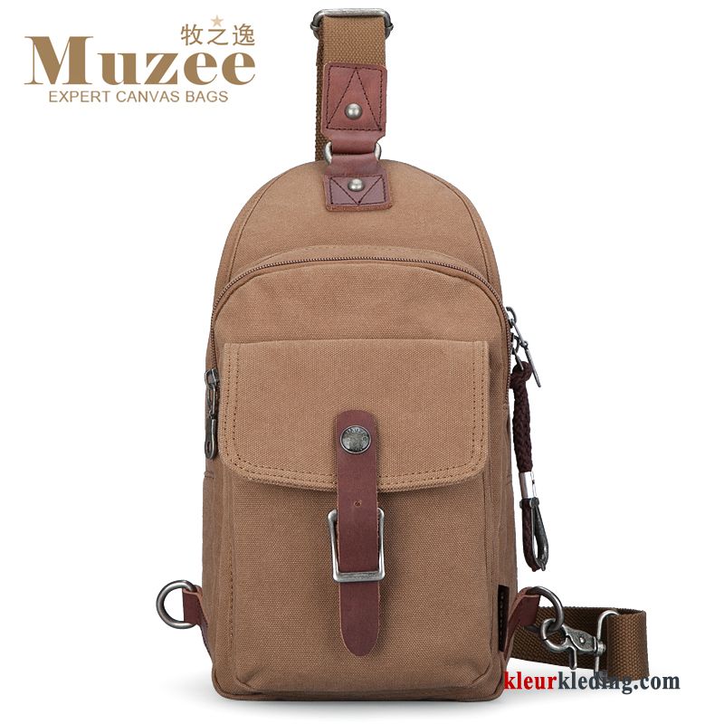 Schoudertas Tas Mode Heuptas Messenger Tas Canvas Mini Trend Heren Grijs