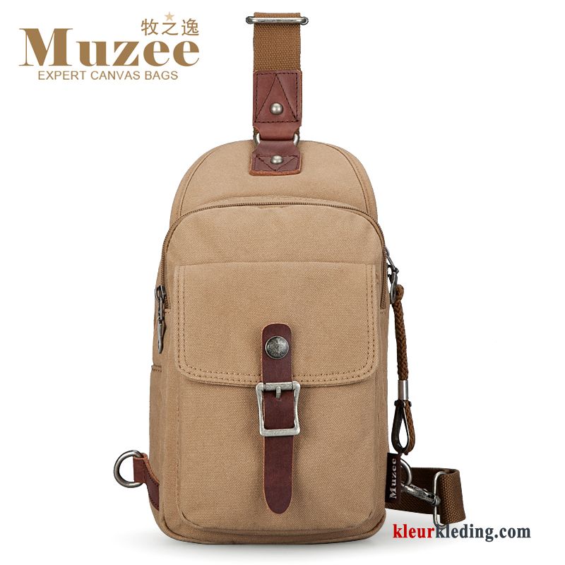 Schoudertas Tas Mode Heuptas Messenger Tas Canvas Mini Trend Heren Grijs