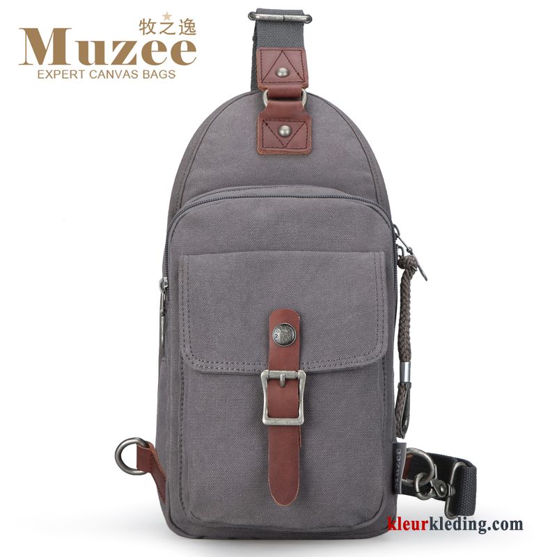 Schoudertas Tas Mode Heuptas Messenger Tas Canvas Mini Trend Heren Grijs