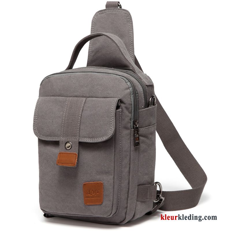 Schoudertas Trend Zomer Grijs Canvas Heren Tas Messenger Tas Mini