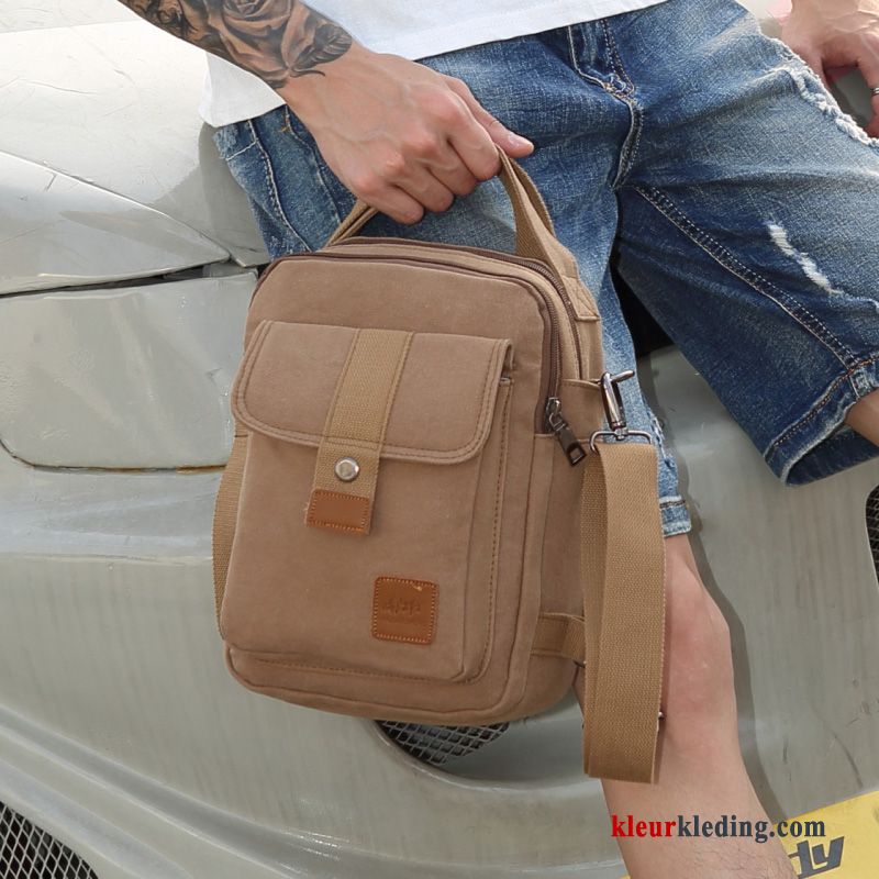 Schoudertas Trend Zomer Grijs Canvas Heren Tas Messenger Tas Mini