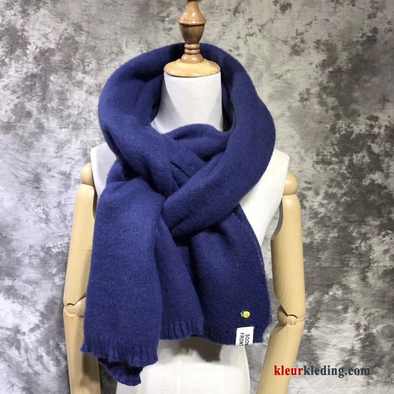 Sjaal Blijf Warm Student Verdikken Winter Slabbetje Trend Dames Verlengen Blauw