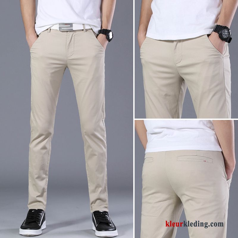 Slim Fit Trend Casual Broek Khaki Mini Dunne Nieuw Heren