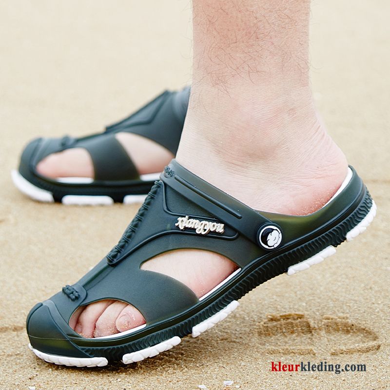 Slipper Ademende Dikke Zool Pantoffels Trend Zomer Schoenen Antislip Sandaal Heren Blauw