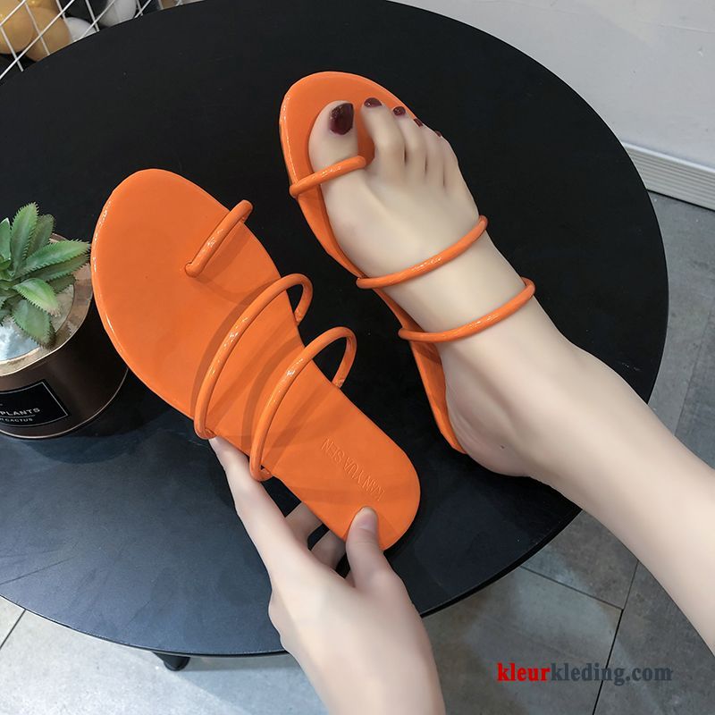 Slipper Bovenkleding Vrouwen Student Schoenen Dikke Zool Zomer Eenvoudige Pantoffels Dames Rood Wit