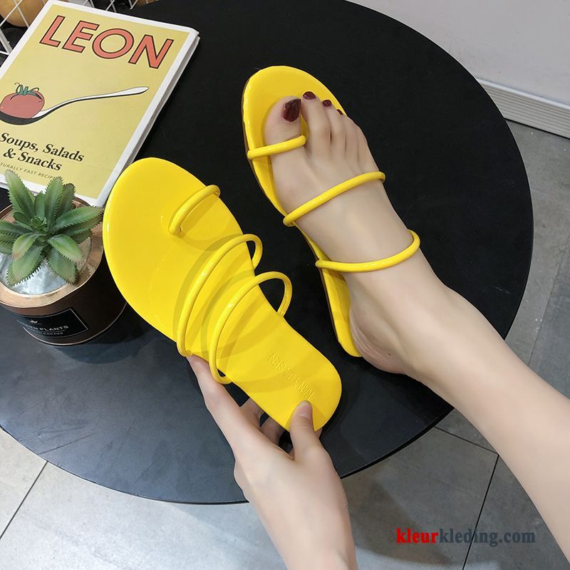 Slipper Bovenkleding Vrouwen Student Schoenen Dikke Zool Zomer Eenvoudige Pantoffels Dames Rood Wit