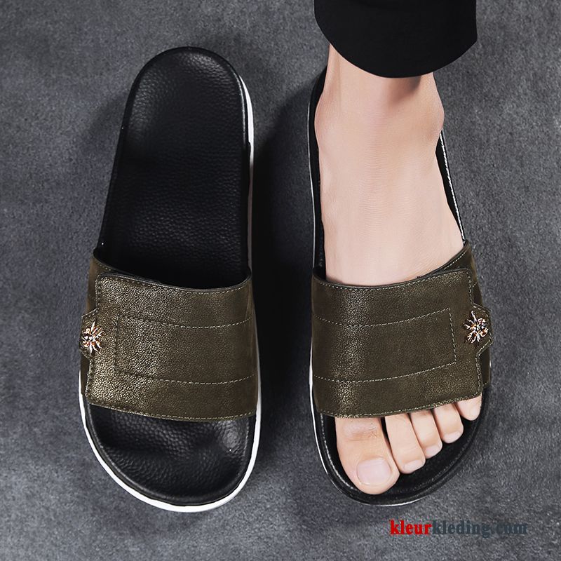 Slipper Mode Luchtkussen Outdoor Trend Bovenkleding Zomer Pantoffels Persoonlijk Heren Groen