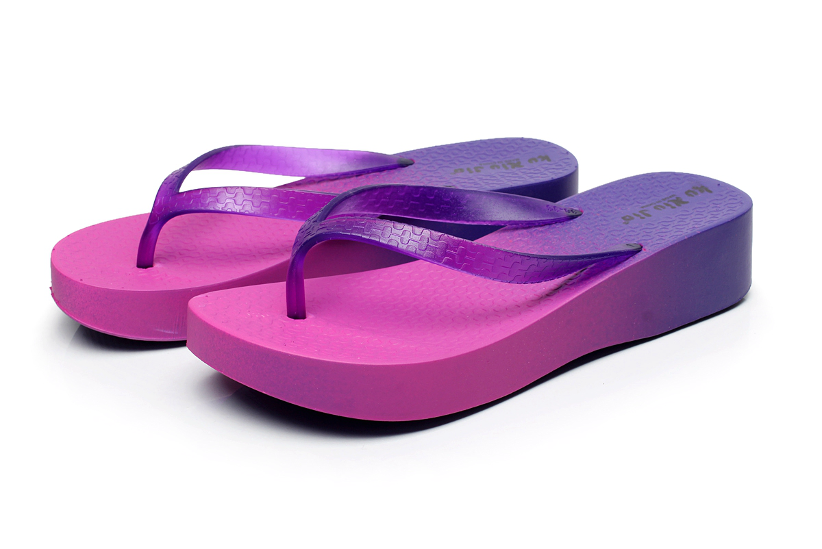 Slipper Pantoffels Zomer Purper Vrouwen Hoge Hakken Strand Antislip Sleehak Dames