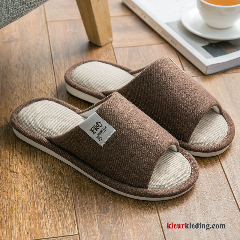 Slipper Textiel Binnen Zomer Vier Seizoenen Vrouwen Pantoffels Antislip Lovers Heren