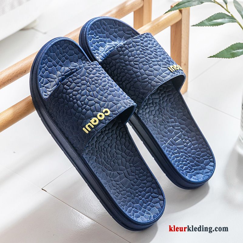 Slipper Zomer Koel Binnen Badkamer Vrouwen Antislip Mannen Zachte Zolen Heren Blauw