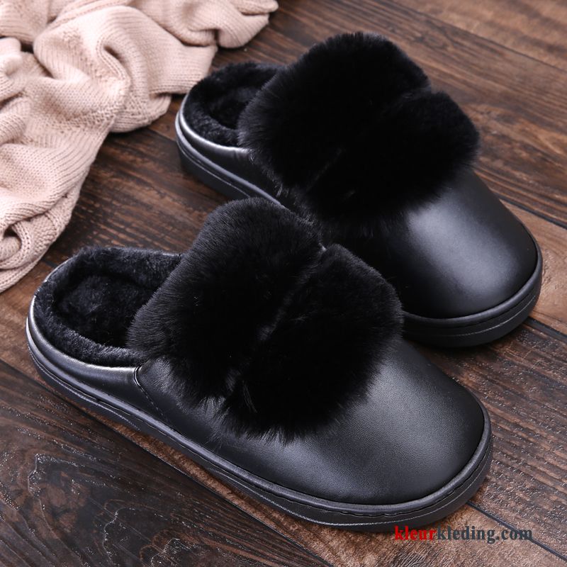 Slippers Antislip Warm Dikke Zool Winter Pantoffels Katoen Mannen Heren Grijs