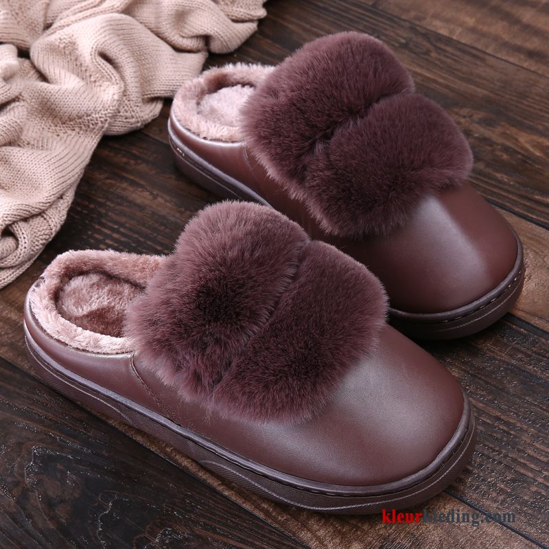 Slippers Antislip Warm Dikke Zool Winter Pantoffels Katoen Mannen Heren Grijs