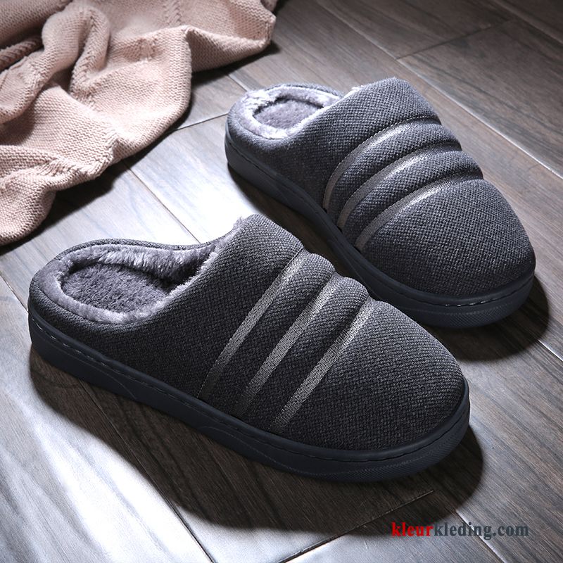 Slippers Antislip Warm Dikke Zool Winter Pantoffels Katoen Mannen Heren Grijs