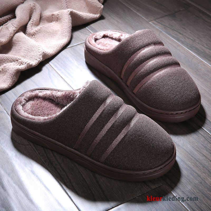 Slippers Antislip Warm Dikke Zool Winter Pantoffels Katoen Mannen Heren Grijs