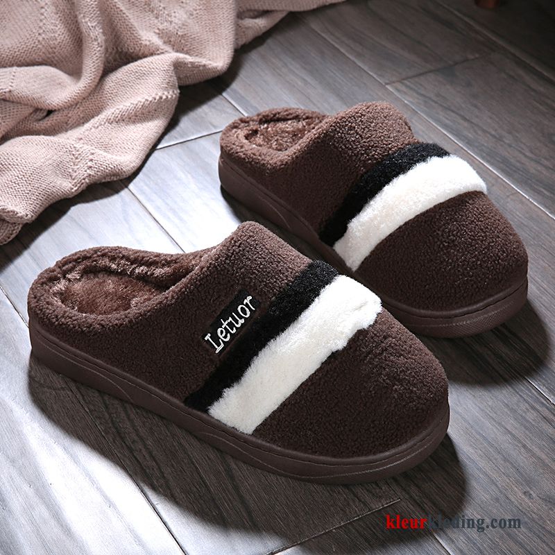 Slippers Antislip Warm Dikke Zool Winter Pantoffels Katoen Mannen Heren Grijs