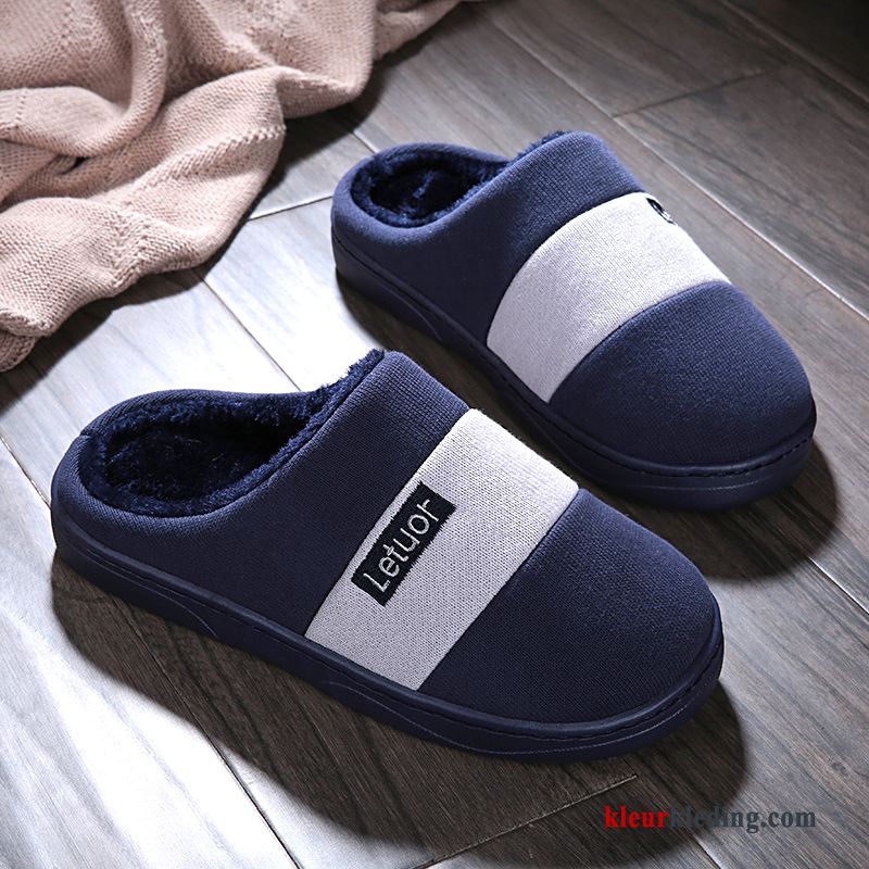 Slippers Antislip Warm Dikke Zool Winter Pantoffels Katoen Mannen Heren Grijs