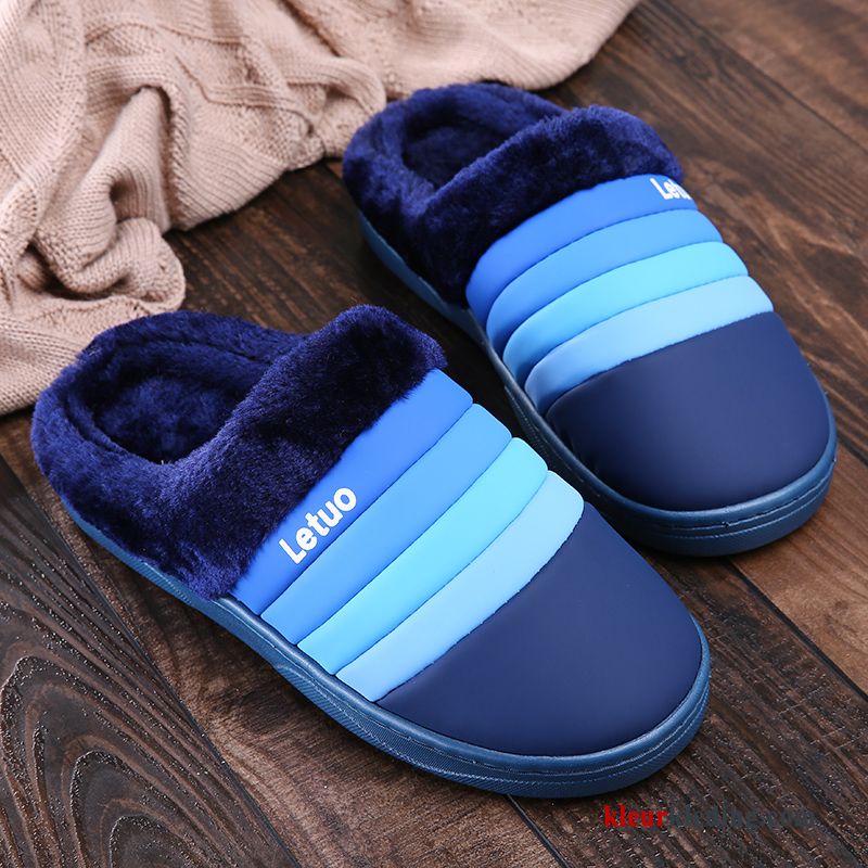 Slippers Antislip Warm Dikke Zool Winter Pantoffels Katoen Mannen Heren Grijs