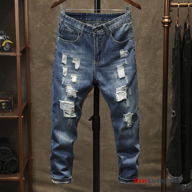 Spijkerbroek Jeans Lichtblauw Zomer Trend Slim Fit Trendy Merk Dunne Heren