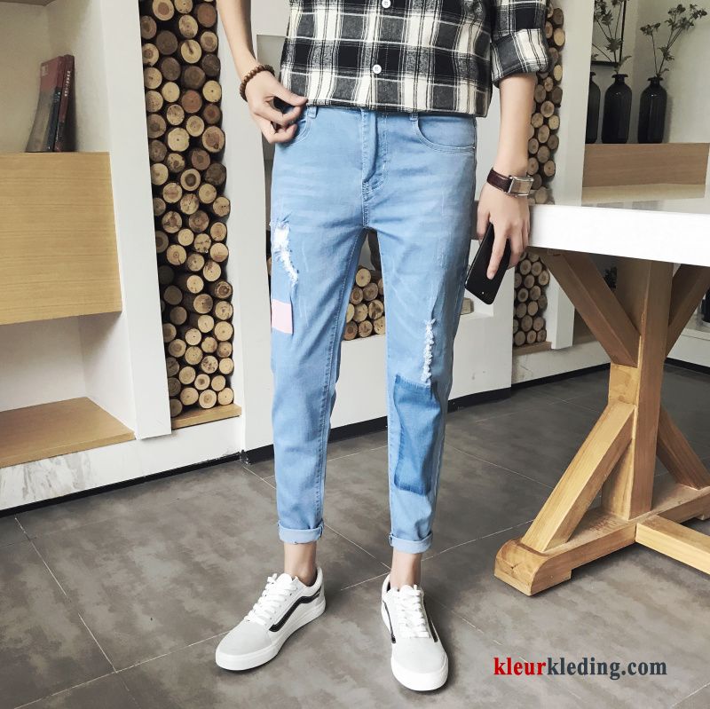 Spijkerbroek Mannelijk Trend Heren Zwart 2019 Broek Slim Fit Gaten