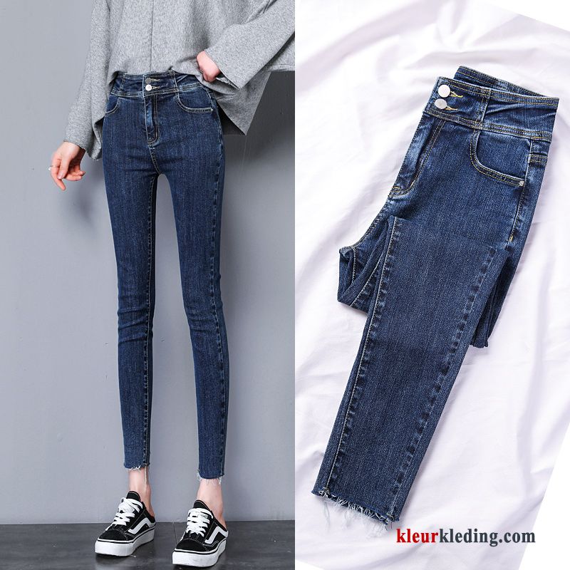 Spijkerbroek Mini Dunne Dames Elastiek Hoge Taille Potlood Broek Nieuw Skinny