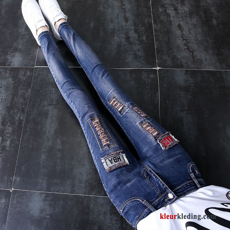 Spijkerbroek Nieuw Broek Skinny Elastiek Geborduurde Dames Lange Slim Fit