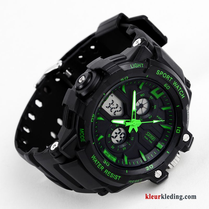 Sport Elektronisch Horloge Heren Groen Outdoor Kind Student Waterdicht