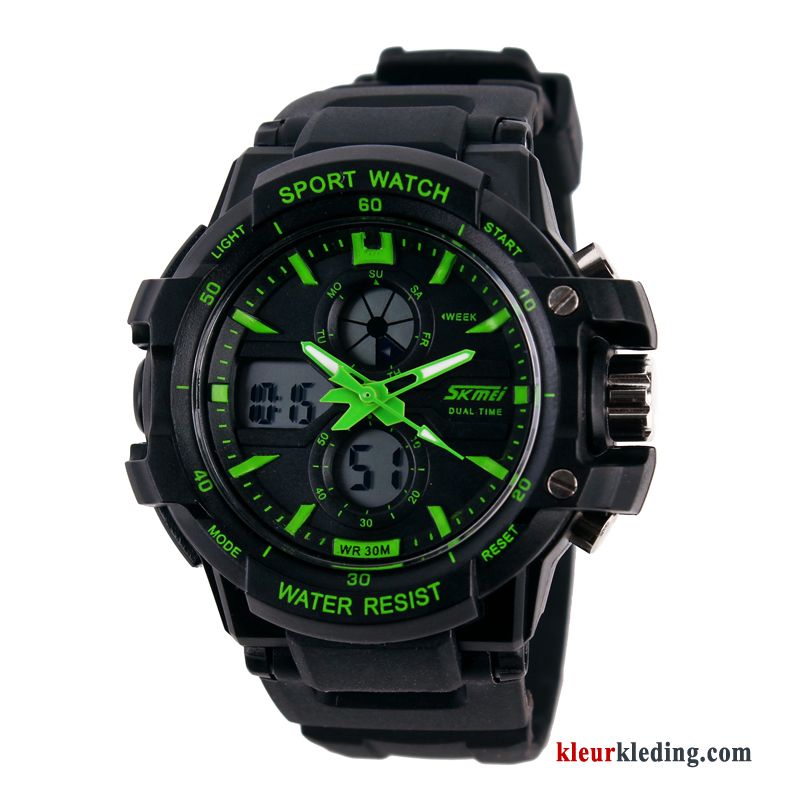 Sport Elektronisch Horloge Heren Groen Outdoor Kind Student Waterdicht