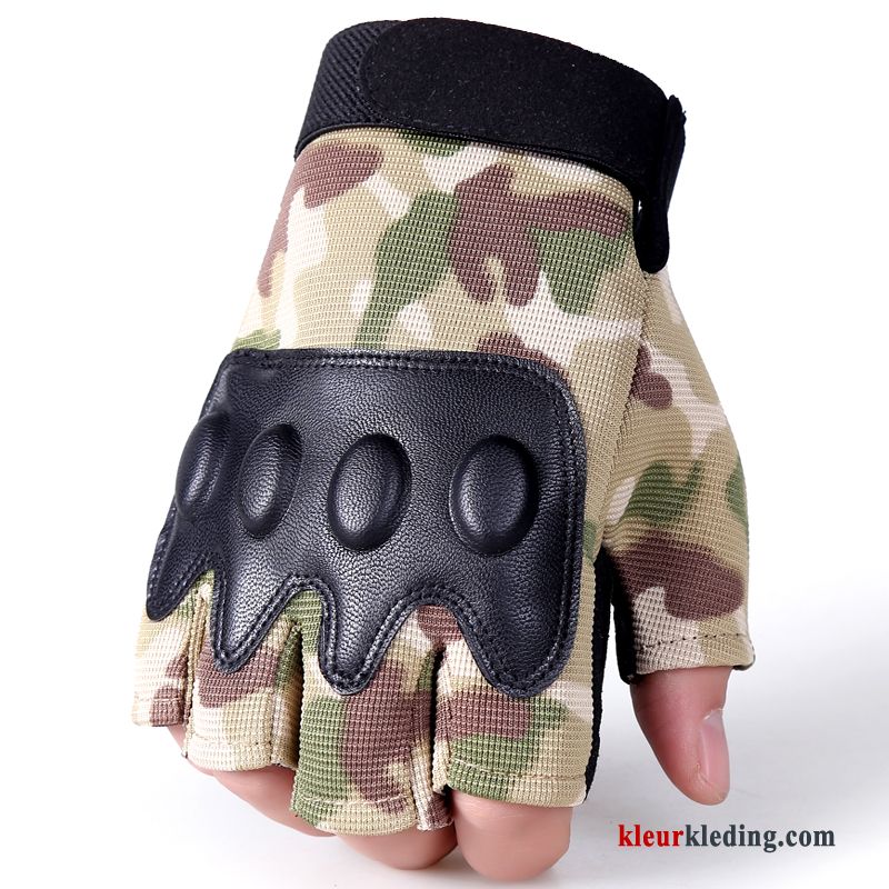 Sport Outdoor Handschoen Worstelen Camouflage Opleiding Tactiek Halve Vinger Heren Kaki