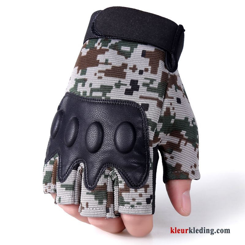 Sport Outdoor Handschoen Worstelen Camouflage Opleiding Tactiek Halve Vinger Heren Kaki