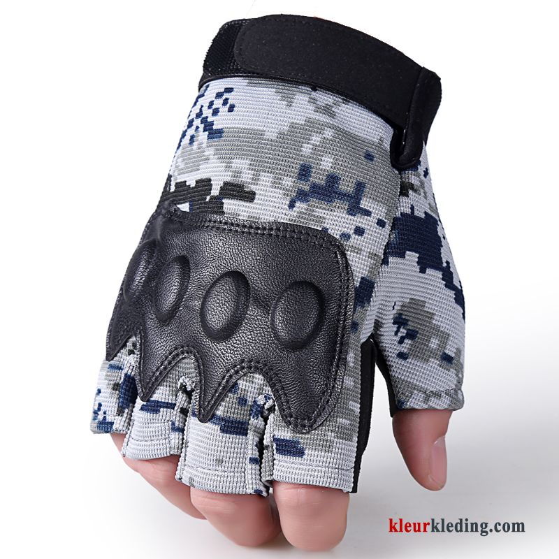 Sport Outdoor Handschoen Worstelen Camouflage Opleiding Tactiek Halve Vinger Heren Kaki