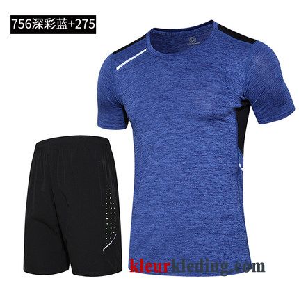 Sportkleding Casual Heren Korte Mouw Blauw Sport Geschiktheid Zomer Snel Droog