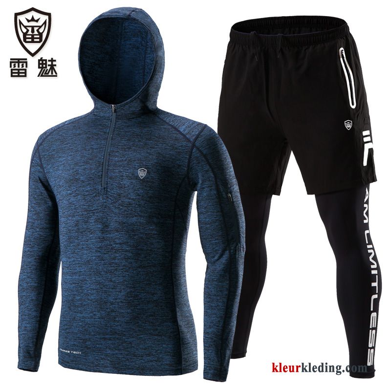 Sportkleding Geschiktheid Blauw Running Opleiding Skinny Pak Lange Mouwen Heren