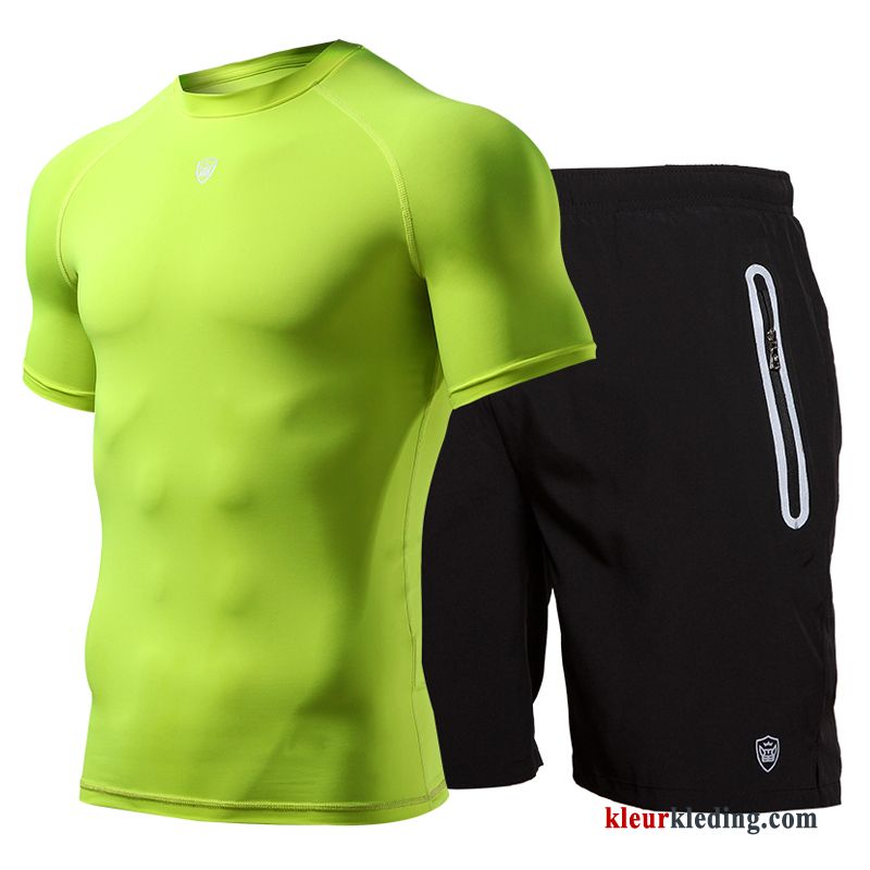 Sportkleding Skinny Running Sport Snel Droog Opleiding Geschiktheid Groen Heren