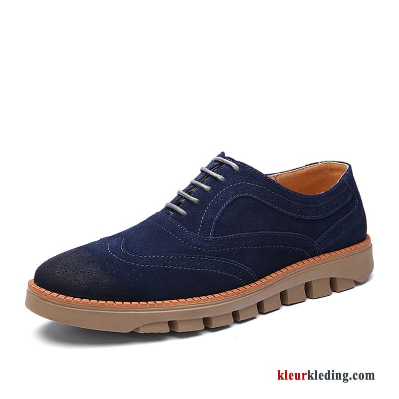 Sportschoenen Echt Leer Brits Trend Schoenen Bloemen Leren Schoenen Winter Textiel Heren Kaki