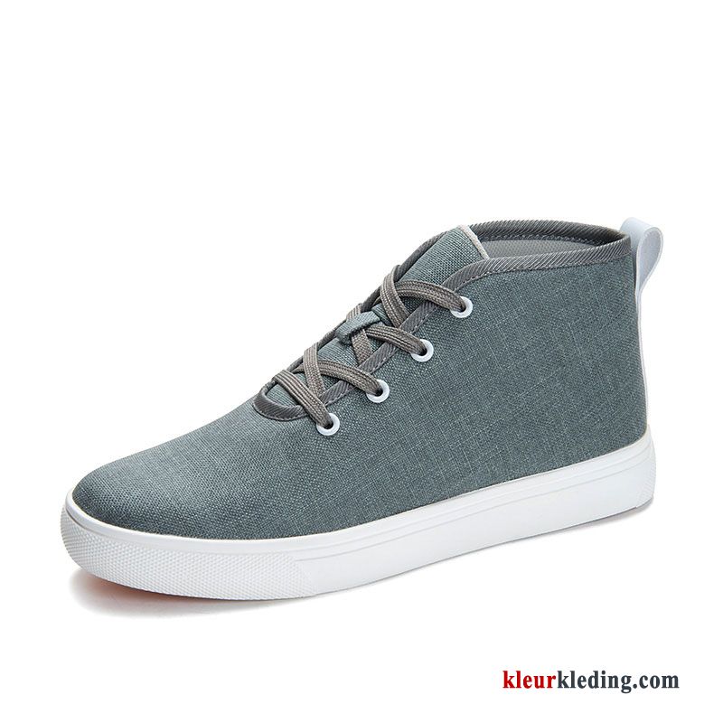 Sportschoenen Hoge Textiel Sport Skateboard Schoenen Casual Trend Voorjaar Canvas Heren Groen