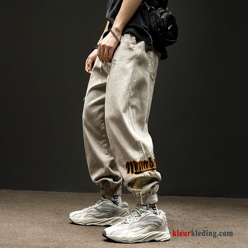 Strak Letter Trend Heren Groen Cargo Broek Hip-hop Casual Broek