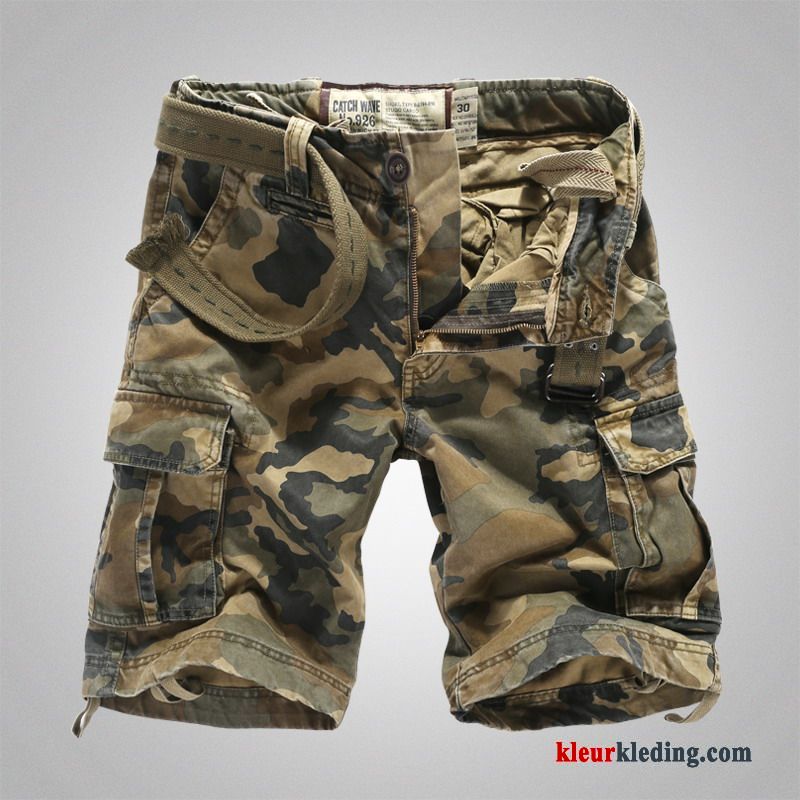 Strand Cargo Camouflage Heren Rechtdoor Korte Broek Losse Groen