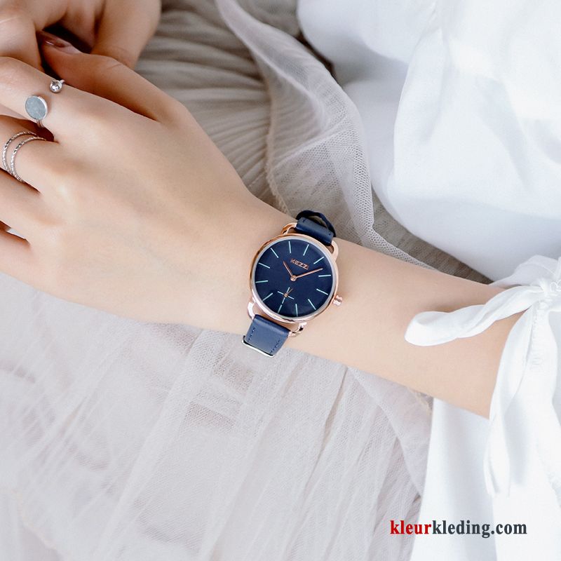 Student Eenvoudig Meisje Mini Horloge Casual Dames Vers Blauw