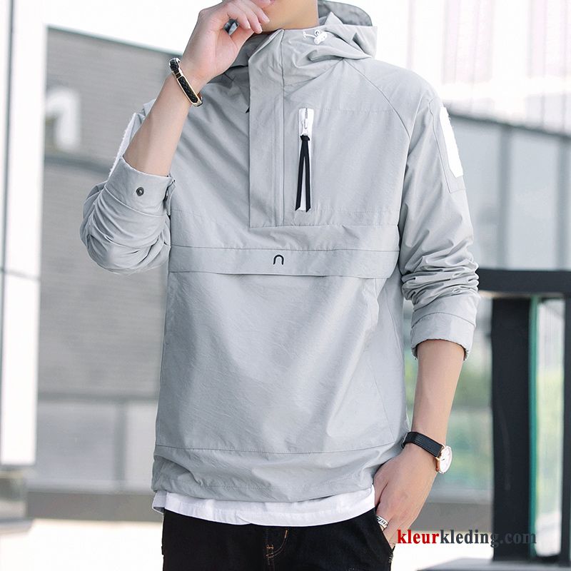 Student Heren Pullover Hoodie Zwart Jas Herfst Trend