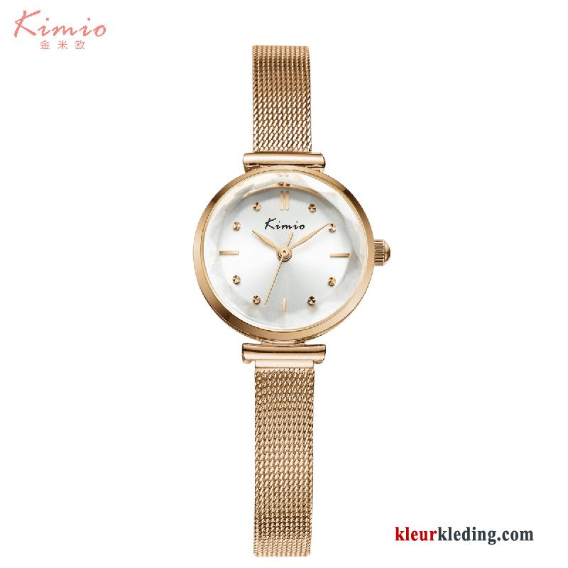 Student Horloge Mode Eenvoudig Kleur Nieuw Dames Trend Gouden Beige