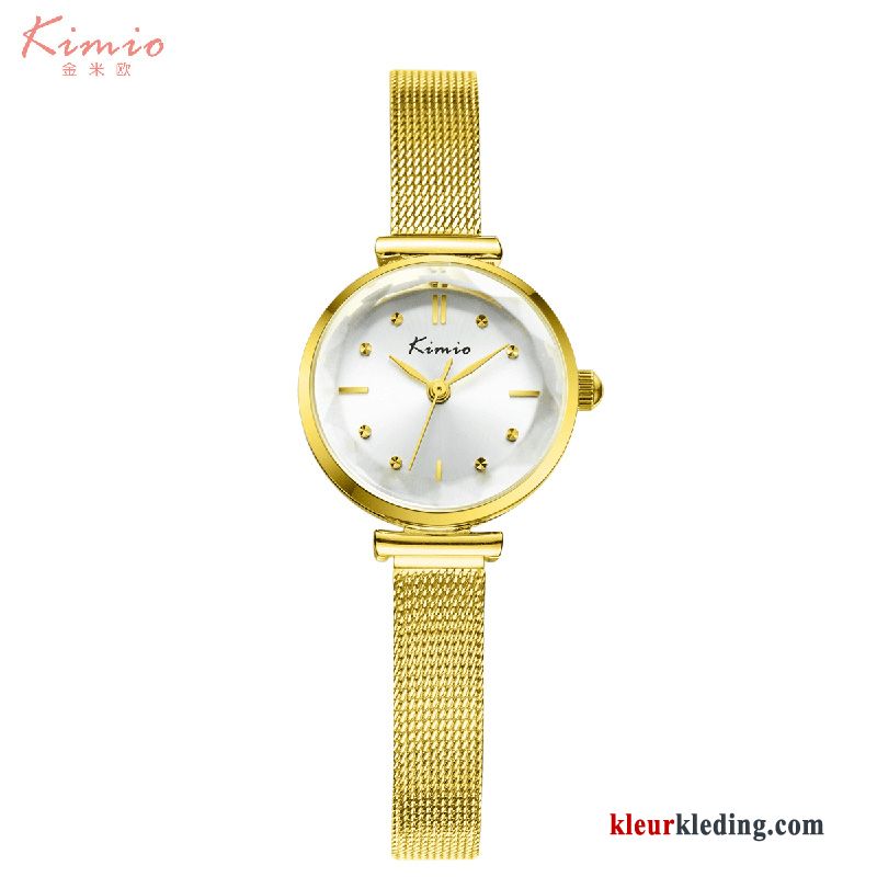 Student Horloge Mode Eenvoudig Kleur Nieuw Dames Trend Gouden Beige