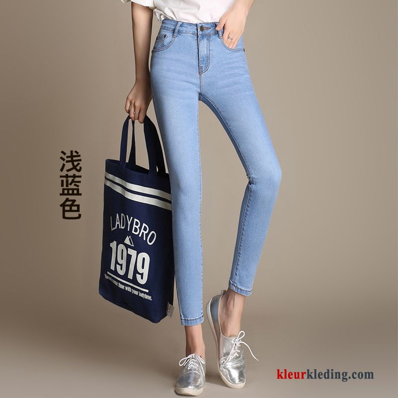 Student Mini Potlood Broek Slim Fit Hoge Taille Spijkerbroek Jeans Dames Elastiek