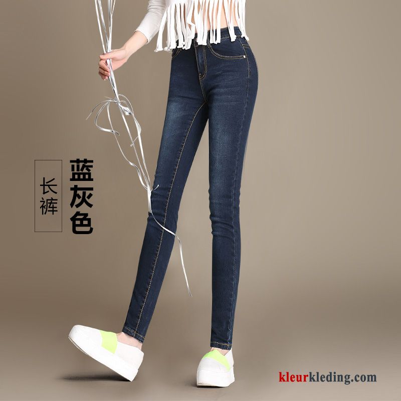 Student Mini Potlood Broek Slim Fit Hoge Taille Spijkerbroek Jeans Dames Elastiek