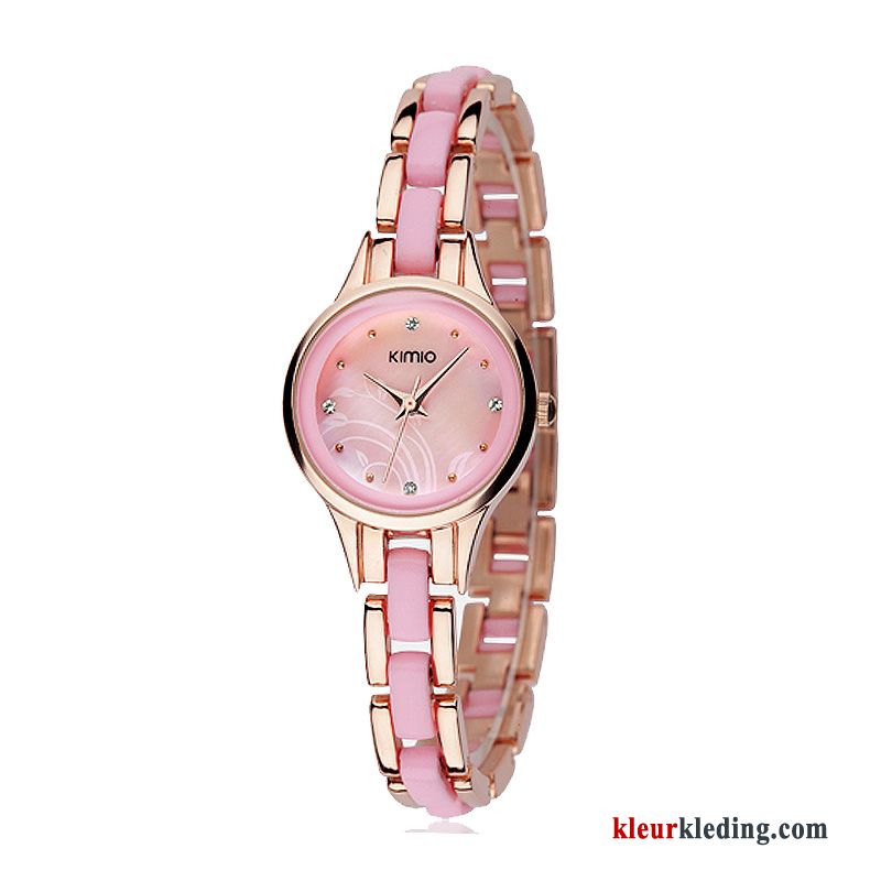 Student Mode Horloge Bloemen Dames Gouden Beige