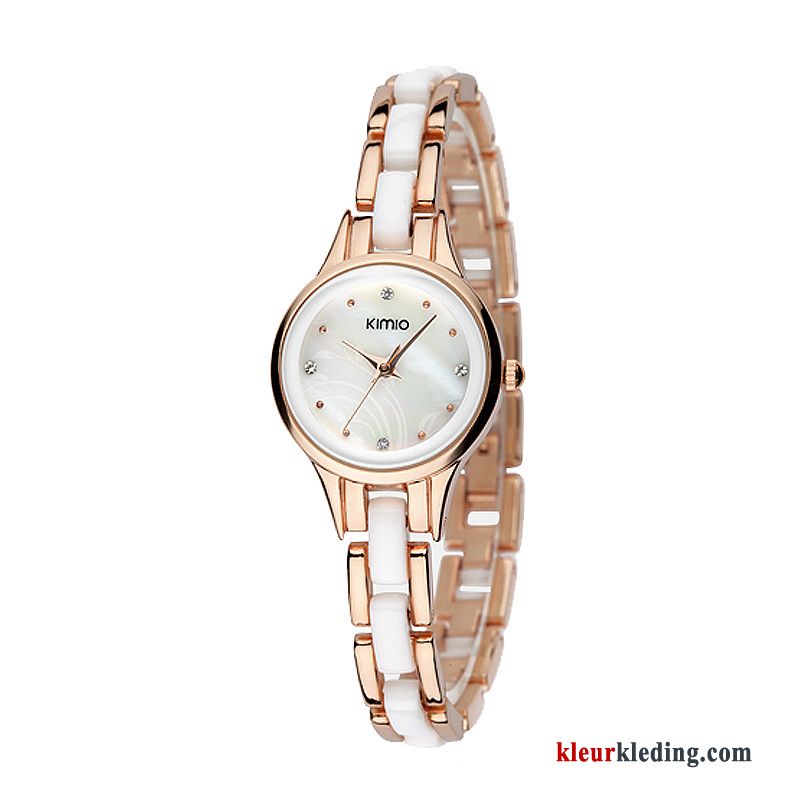 Student Mode Horloge Bloemen Dames Gouden Beige