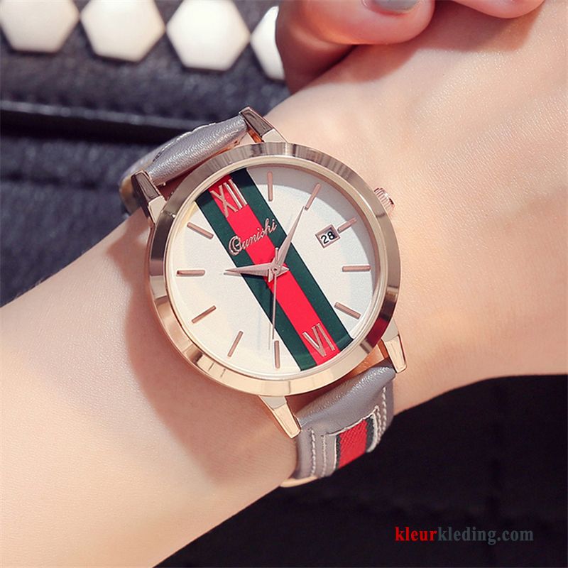 Student Quartz Horloge Dames Mode Kalender Riem Elegante Casual