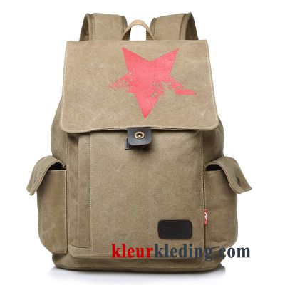 Student Vintage Outdoor Rugzak Reis Schooltas Computer Tas Canvas Heren Rood Zwart